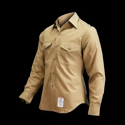 New U.s Military Navy Marine Corps Long Sleeve Khaki Dress Shirt 16 X 35 Usa • $27.95