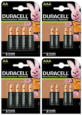 Duracell Rechargeable Batteries AA AAA Ultra Plus NiMH Pre Stay Charge NEW • £9.75