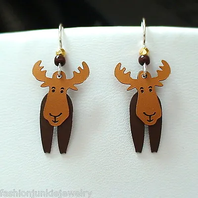 Moose Earrings - 925 Sterling Silver And Metal - Moose Elk Earrings Movable • $30