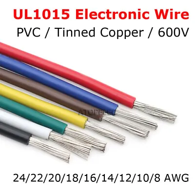 £2.27 • Buy 2M/10M UL1015 Electronic Wire 600V Tinned Copper Stranded PVC Cable 8-24AWG