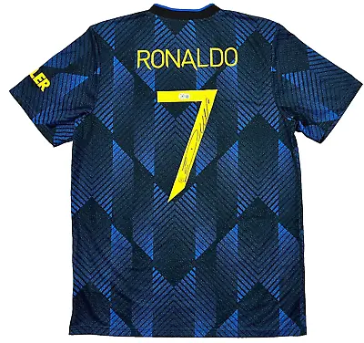 21/22 Manchester United Cristiano Ronaldo Signed Jersey Beckett Witnessed BLUE • $698.79