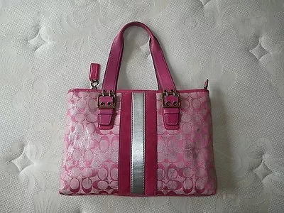 COACH Ltd Ed PINK SIGNATURE TIE DYE METALLIC SLIM TOTE BAG PURSE HANDBAG EUC • $224.10