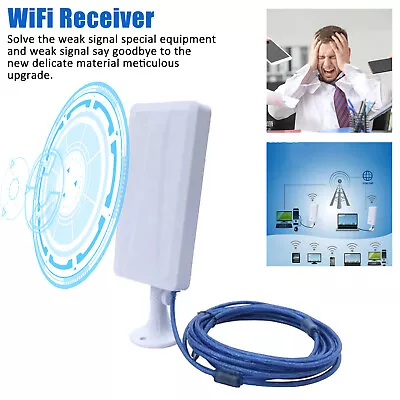 Outdoor Long Range USB 150Mbps Wireless Wifi Adapter Receiver Antenna 5m Cable • £28.68