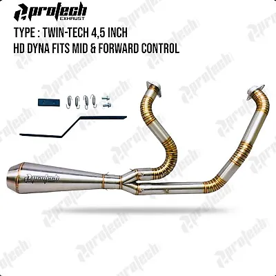 2 Into 1 Pipes Exhaust Fit Harley Davidson Motorcycle Touring Dyna Softail 45   • $480