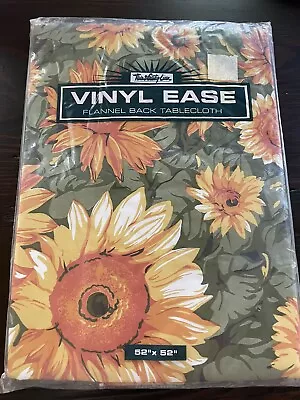 Vintage Town & Country Sunflowers Vinyl Tablecloth NIP 52x52 Square 1992 • $10.77