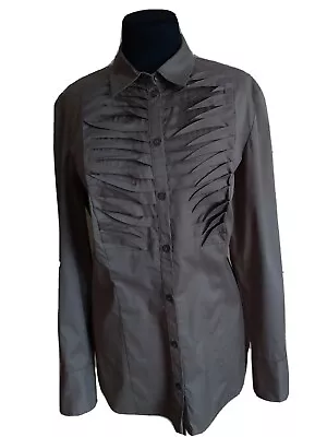 S. OLIVER SELECTION Shirt Womens Blouse Brown Long Sleeve Big Size UK18 US14 D44 • $25