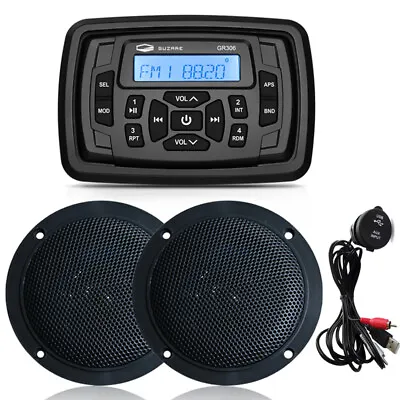 Marine Audio System Bluetooth Stereo Boat ATV Radio W/ 4  Waterproof Speakers  • $118.99