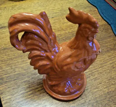 Unusual Redware Pottery Rooster Chicken ~ Signed- In Awesome Condition • $28