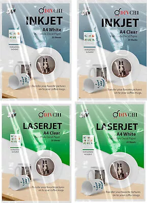 £4.34 • Buy DIVCHI Decal Paper A4 Size Laser Printer Decals Sheet And Water Slide Inkjet