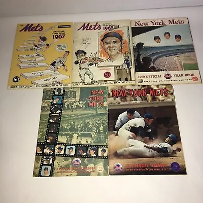 Lot Of 5 Vintage  NY Mets Yearbooks From 1967 1968 1969 1970 And 1971 • $26.99