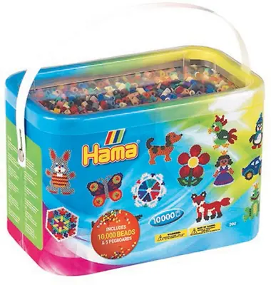 Hama Beads 10000 Beads And 5 Pegboards Tub • £22.11