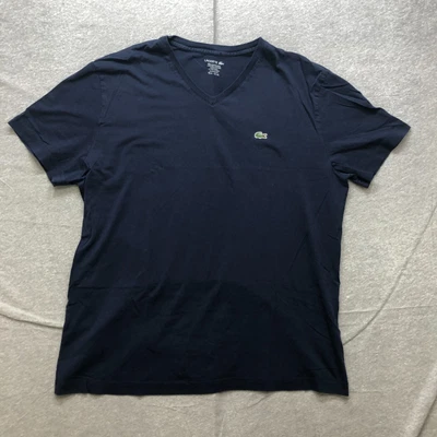 $16 • Buy Lacoste Blue V Neck Shirt Mens Fr 6 US XL Casual Short Sleeve Pima Cotton