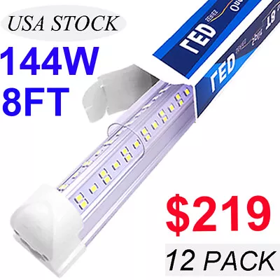144W 8FT LED Tube Light Bulbs Integrate 8' 6 Row V Shaped LED Shop Light Fixture • $219.99