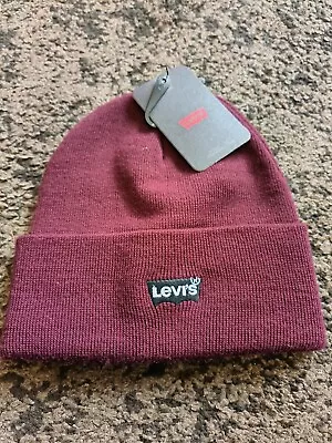 Levi's Maroon Beanie Hat Brand New With Tags Made In Italy Unisex • £16.50