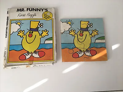 Vintage Mr Men 1970's  Mr Funny's First Puzzle  6 Piece Wood Jigsaw • £4.95