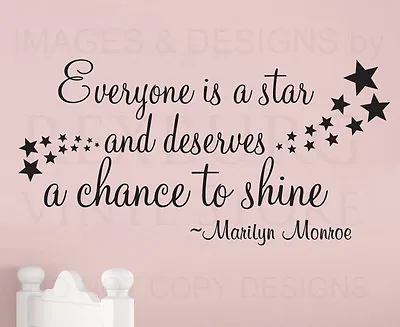 Wall Sticker Decal Quote Vinyl Lettering Marilyn Monroe Everyone's A Star I89 • £11.37