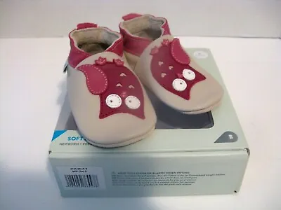 $23.95 • Buy BOBUX Soft Sole Genuine Leather Baby Shoe Newborn Pre-walker 3-9 Mo Milk Owl NIB