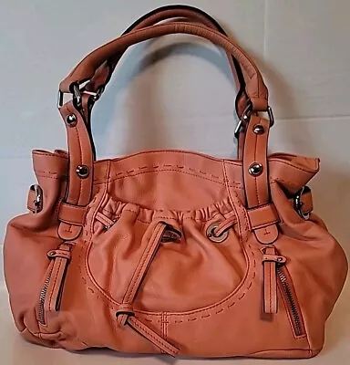 B Makowsky Leather Western Hobo Tote Handbag Burnt Orange Bold Hardware Dust Bag • $55