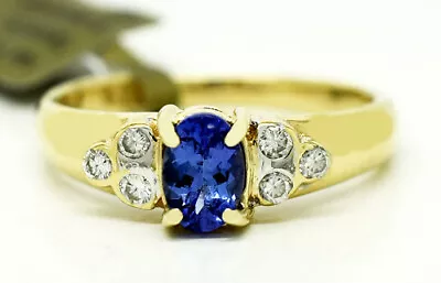 AAA Red Flashes TANZANITE 0.68 Cts  & DIAMONDS RING 14K GOLD * FREE APPRAISAL • $173.12