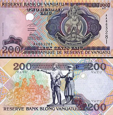 Vanuatu 200 Vatu 1995 UNC P-8a Prefix AA • $4.99