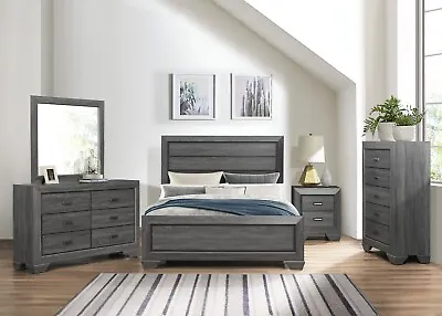NEW Rustic Gray Queen King Full 5PC Bedroom Set Modern Furniture Bed/D/M/N/C • $1299.99
