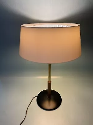 Vintage Lightolier Table Lamp Desk Wood White Mid Century MCM - Gerald Thurston? • $350