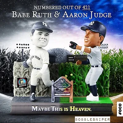 $178 • Buy AARON JUDGE BABE RUTH New York Yankees “Field Of Dreams” MLB Dual Bobblehead