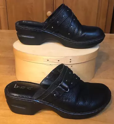 Born BOC Women's Size 7M Shoes Black Leather Slip On Casual Comfort Mule Clog • $17.50