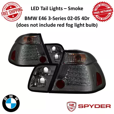 Spyder LED Tail Lights Pair Smoke For 2002-2005 BMW E46 3-Series 4DR #5015068 • $259