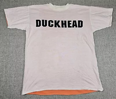 Vintage Duck Head T Shirt Mens Large Reversible Orange White Spellout • $12.88