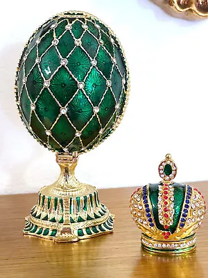 Faberge  Easter Egg Faberge Trinket 24kGold 334 Austrian Crystal Diamond HANDSET • $199