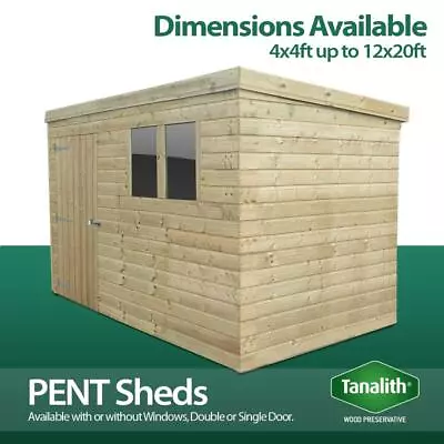 Total Sheds Garden Pent Shed Pressure Treated Tanalised Wooden T&G Timber • £465.14