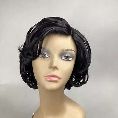 Grammy #1 Feather Bob Wig Jet Black Lace C-Part Synthetic Classic • $39.99