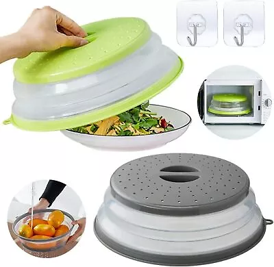 2x Microwave Food Plate Cover Vented Splatter Protector Guard Kitchen Lid Safe • £10.89