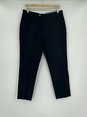 Massimo Dutti Mens Blue Pinstripe Cotton/Linen Blend Trouser Pants Sz 32 • $29