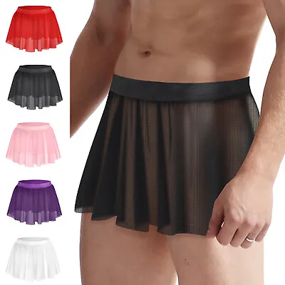 Mens Underwear Pleated Skirt Stage Miniskirt Sheer Nightwear Costume Lingerie • $5.33