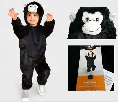 Kids Plush Gorilla Halloween Costume Monkey One Piece Soft Child 24M 36M 2T 3T • $29.99