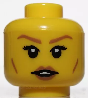 Lego Yellow Minifig Head Female Medium Dark Flesh Brows Cheek Lines Lips Pattern • $2.68