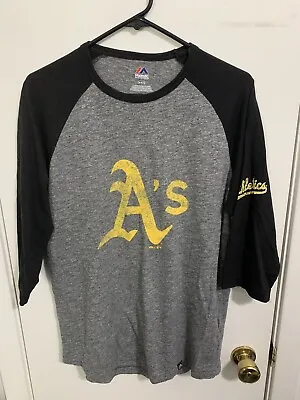 Majestic Oakland Athletics Shirt A's  Medium 3/4 Sleeve Athletics Baseball • $6.99