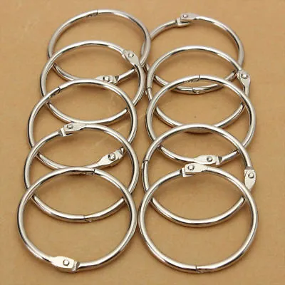 25mm Silver Metal Hinged Split Binding Ring Album Book Binder Key Chain • £1.25