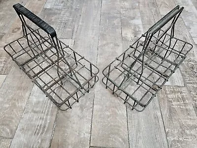 2X VTG Metal Wire Glass Milk Bottle Carrier Holder 8 Quart -Cottage Decor  • $49