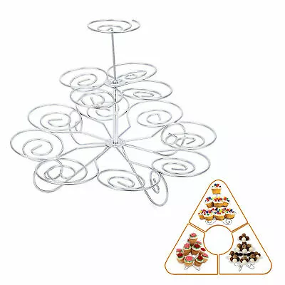 3 Tier Metal Cupcake Holder Stand Table Celebration Cake Display Birthday Decor • £9.29