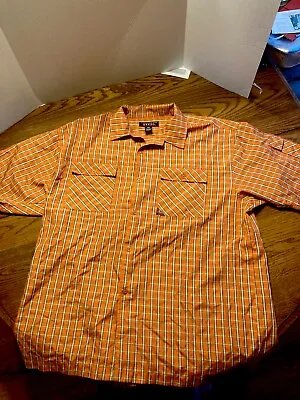 Veezo Shirt Mens 3XL Orange Plaid Casual Hip Hop Preppy Pockets Button Down NWOT • $15