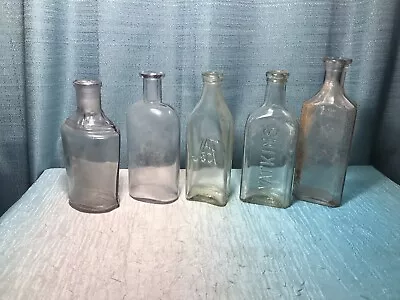 Lot Of 5 Antique Lavender Amethyst Glass Bottles Embossed • $39.99