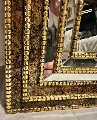 Vintage 1980s Italian Styled Labarge Gold Beaded And Tortoiseshell Framed Mirror • $1108.44