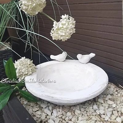 £25.99 • Buy Aged White BIRD BATH Shabby Chic Outdoor Garden Bowl Ornament Stone Look Choose