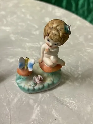 Vintage Nudie Pixie Fairy On Mushroom Toadstool Figurine Cute 3  • $7