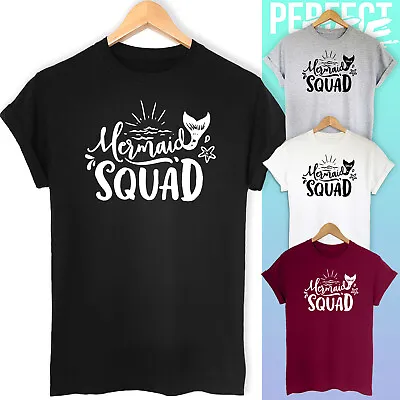 Mermaid Squad Funny Slogan Mermaid Theme Unisex T-shirt Top Tee • £11.99