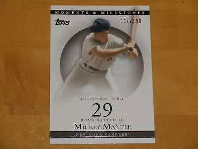 2007 Topps Moments And Milestones 29 RBIs #78 Mickey Mantle 007/150 1/1 Jersey # • $0.99