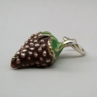 Vintage GRAPE CLUSTER Sterling Silver ENAMEL Charm For Bracelet PENDANT Grapes • $24